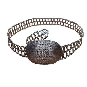 Vintage Silver Mesh Wire Belt Boho Avant Gard Glam Party Casual